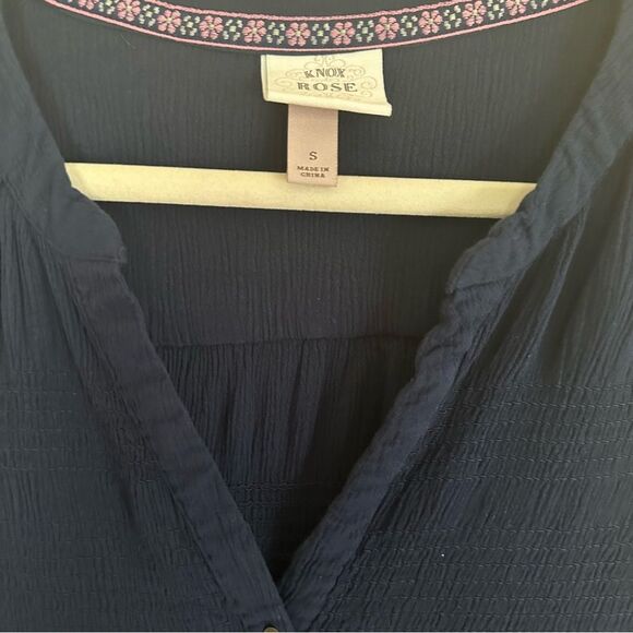 Knox Rose Womens Navy Blue Shift Dress Button Front Sleeveless V Neck Size Small - Picture 7 of 8